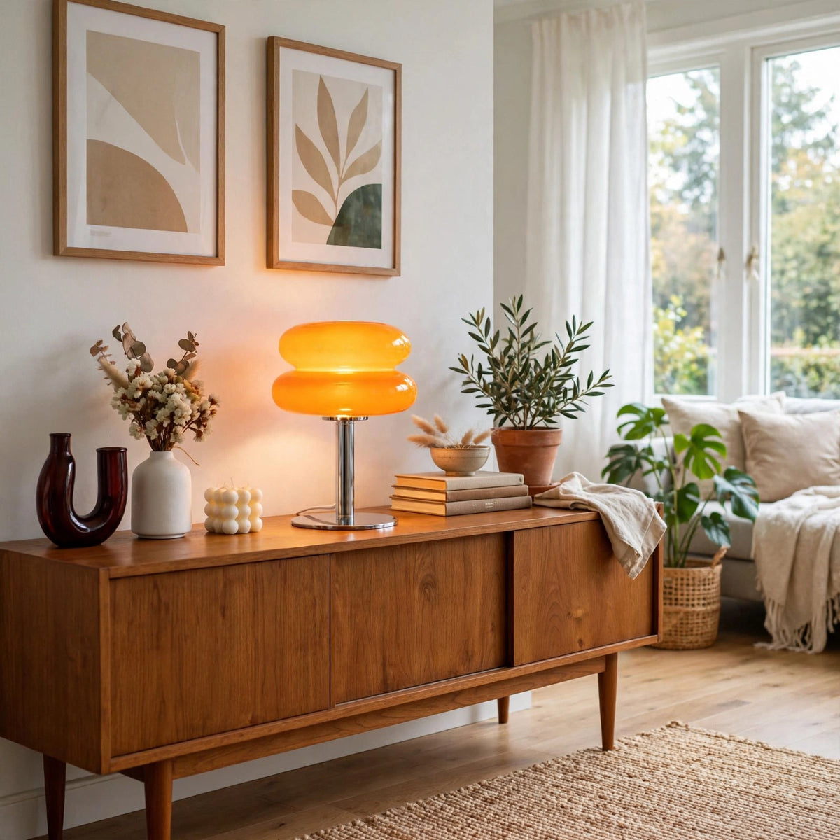 Włoska Designerska Lampa Stołowa ze Szkła – Nowoczesne Retro Oświetlenie do Salonu i Sypialni | Lampovo