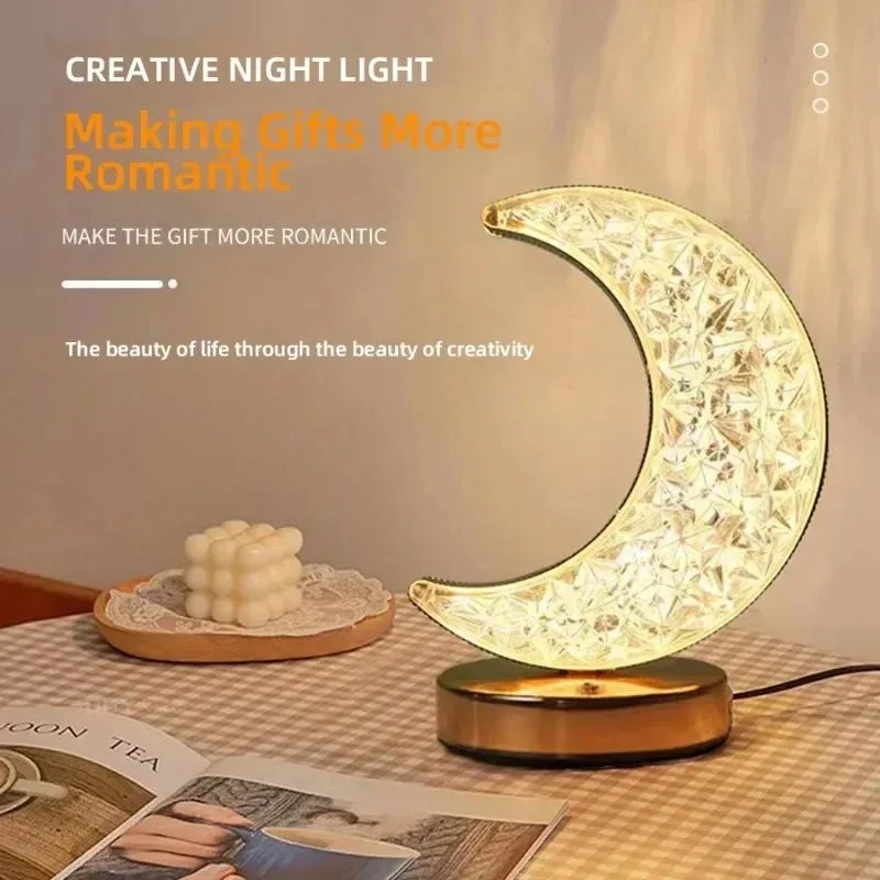 Stellora 3D LED lampka nocna z kryształem - ładowalna, dotykowa z regulacją jasności dla przytulnej atmosfery