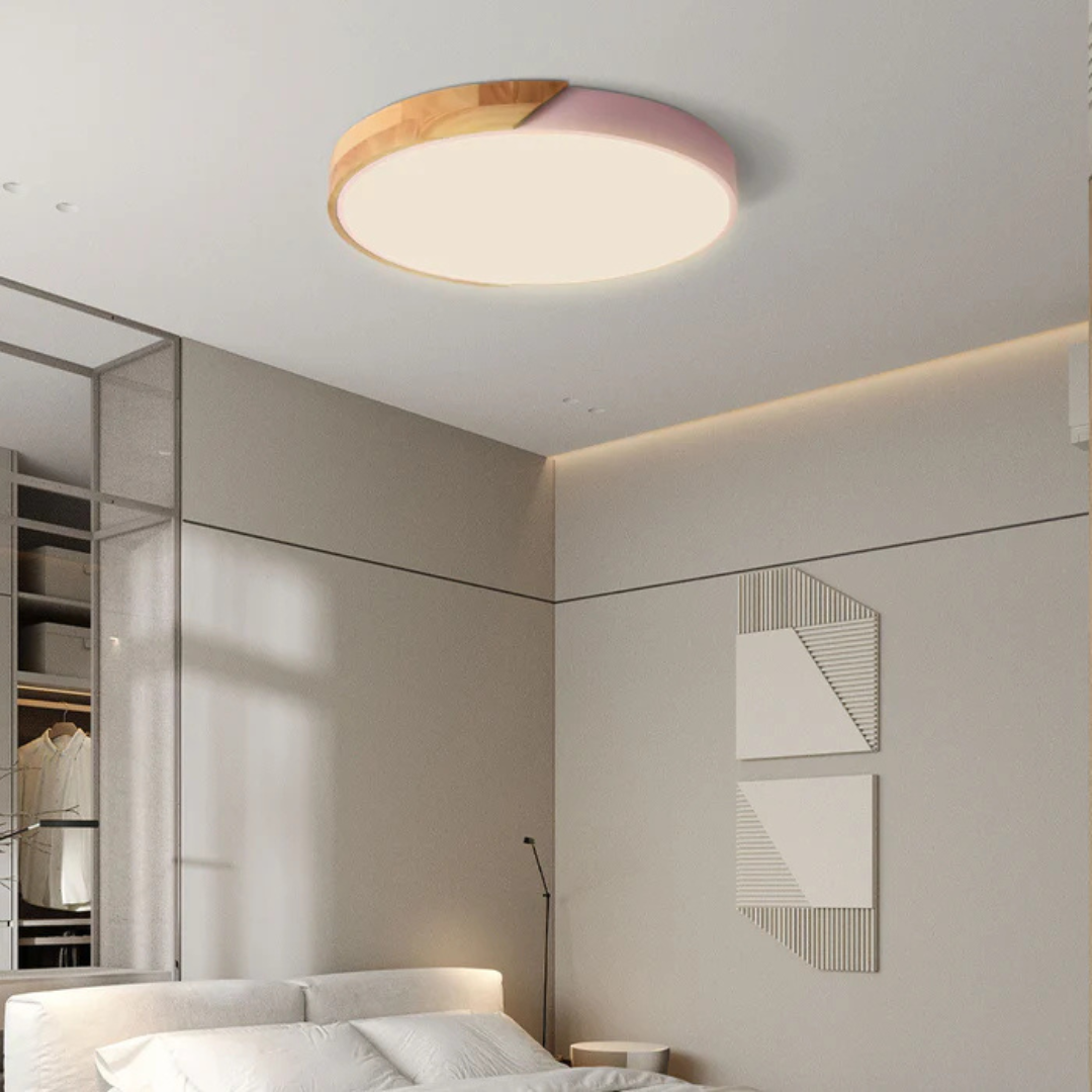 Lampa sufitowa LED | Nowoczesny skandynawski design z drewna do ciepłego, minimalistycznego wnętrza
