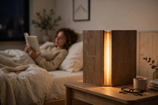 Lumibook – Składana Lampka Biurkowa LED, Ładowalna Lampa Nocna do Czytania, Design Skandynawski | Lampovo