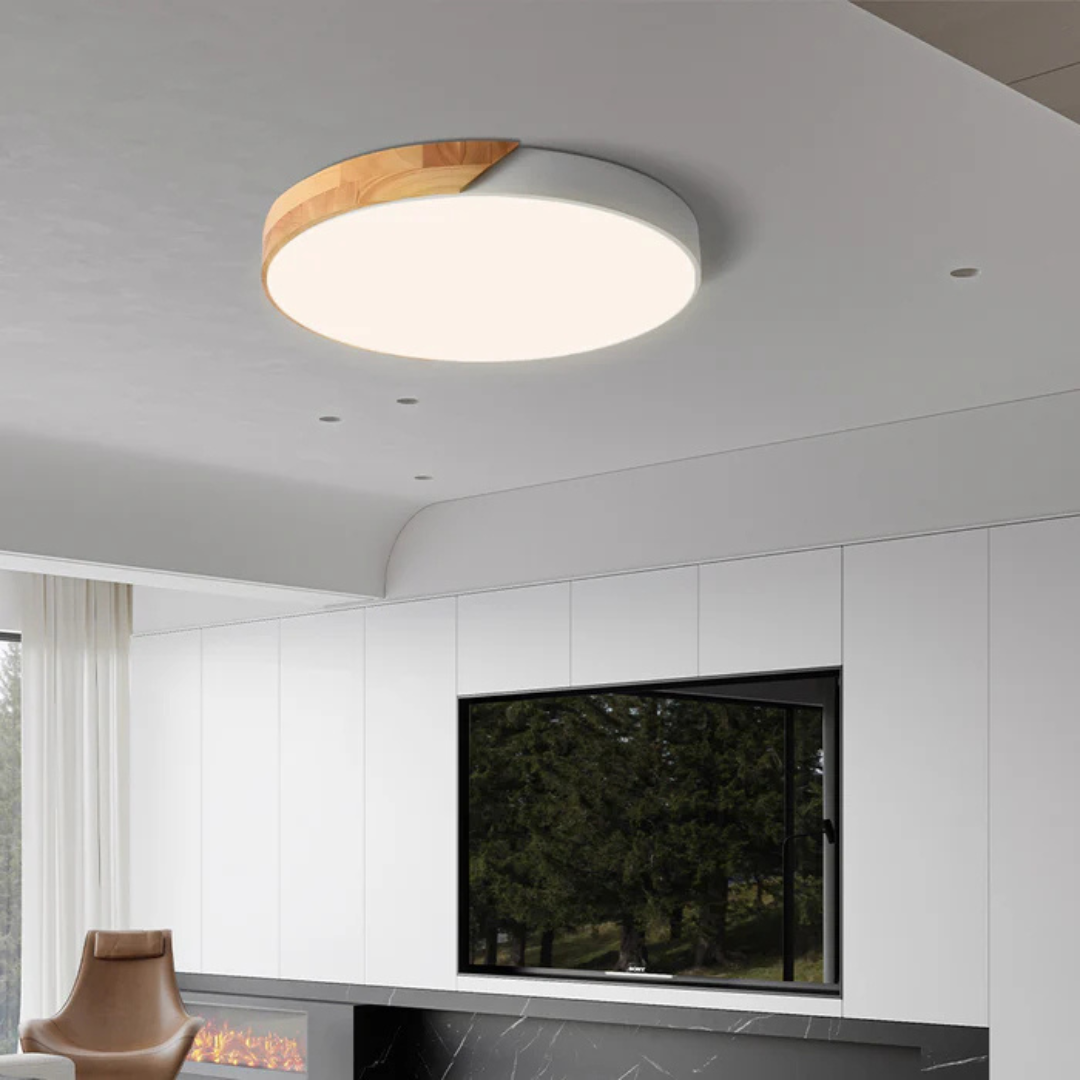Lampa sufitowa LED | Nowoczesny skandynawski design z drewna do ciepłego, minimalistycznego wnętrza