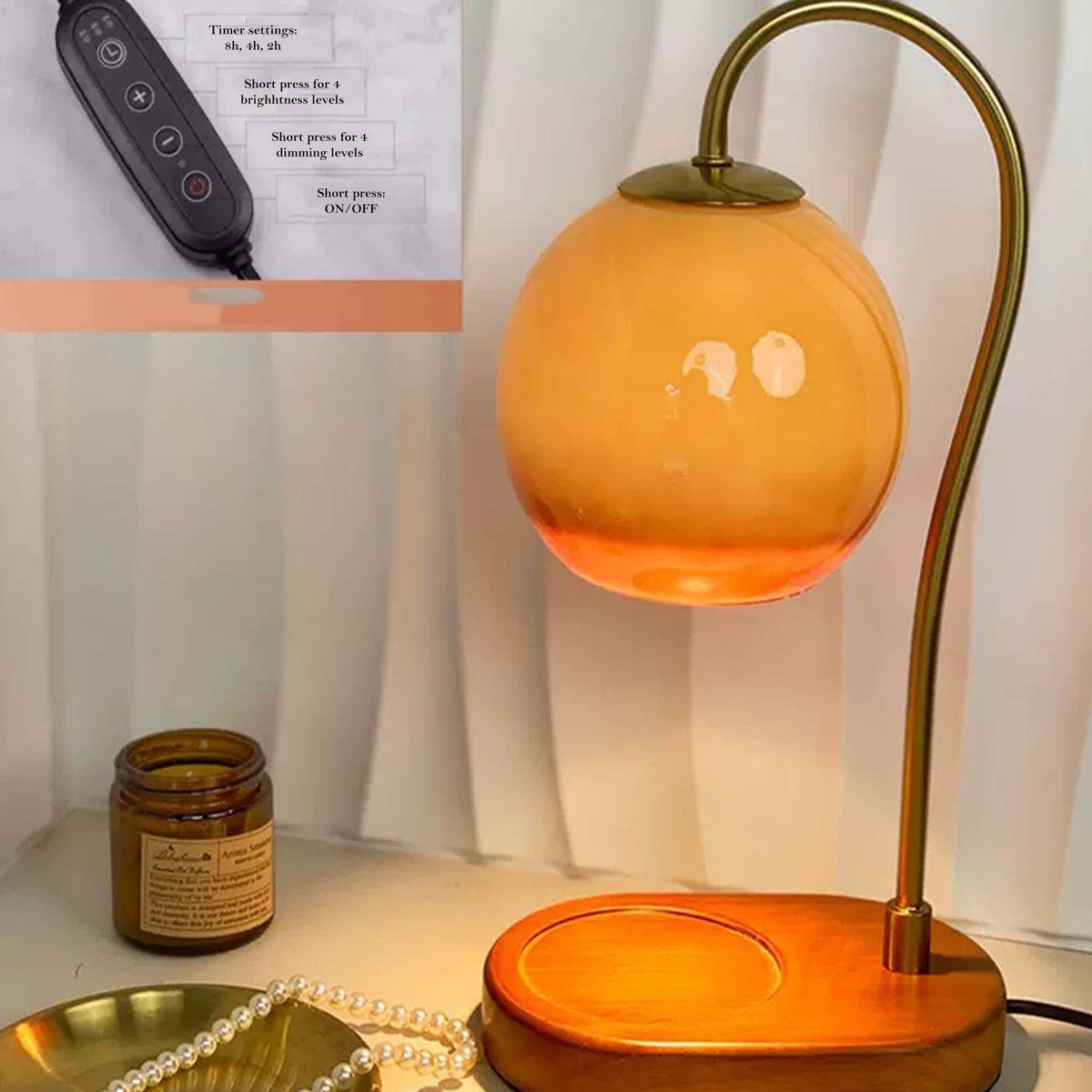 Lampka z Podgrzewaczem Wosku – Bezpłomieniowa Regulowana Lampa Aromaterapeutyczna do Domu | Lampovo