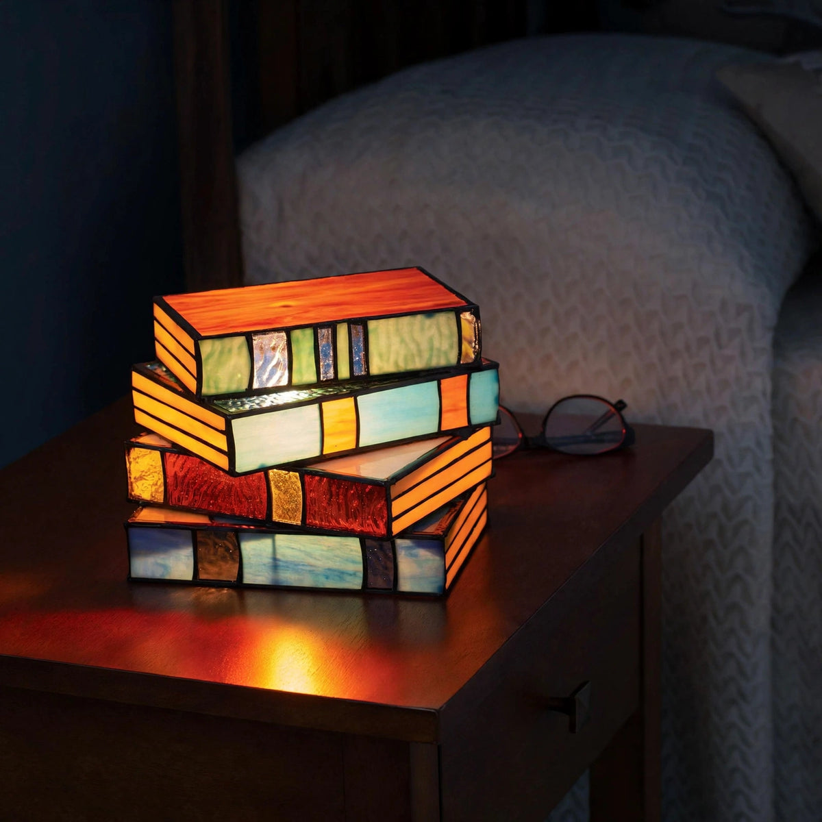 Lampa Książkowa z Witrażu – Ręcznie Wykonana Lampa Artystyczna do Czytania, Unikalny Design | Lampovo