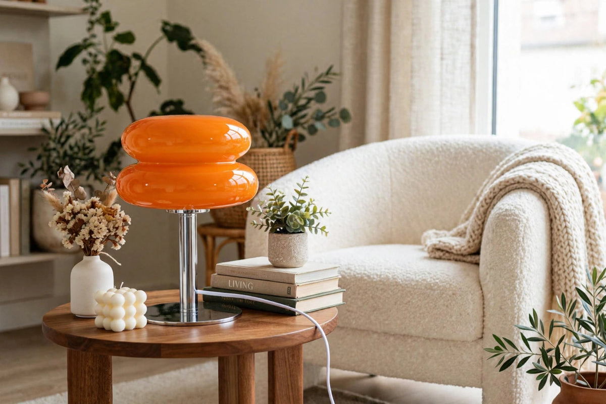 Włoska Designerska Lampa Stołowa ze Szkła – Nowoczesne Retro Oświetlenie do Salonu i Sypialni | Lampovo