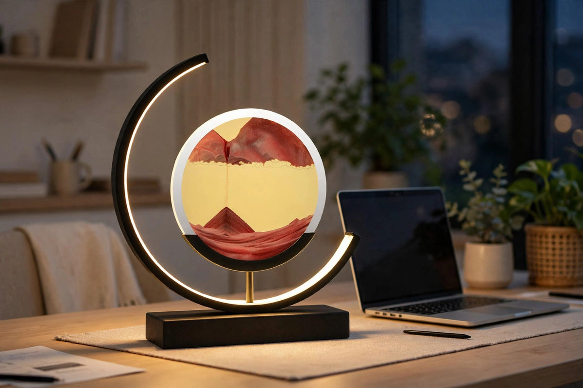Lampa Biurkowa LED Sandlight Quicksand – Nowoczesne Oświetlenie z Efektem Piasku do Biura i Salonu | Lampovo