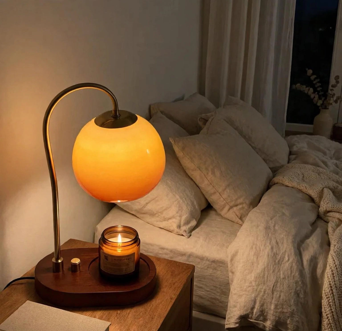 Lampka z Podgrzewaczem Wosku – Bezpłomieniowa Regulowana Lampa Aromaterapeutyczna do Domu | Lampovo