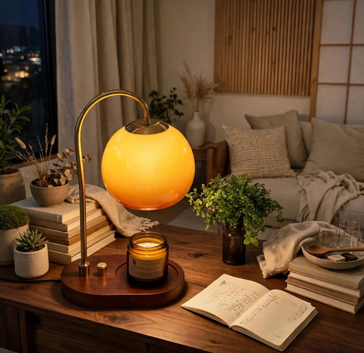 Lampka z Podgrzewaczem Wosku – Bezpłomieniowa Regulowana Lampa Aromaterapeutyczna do Domu | Lampovo