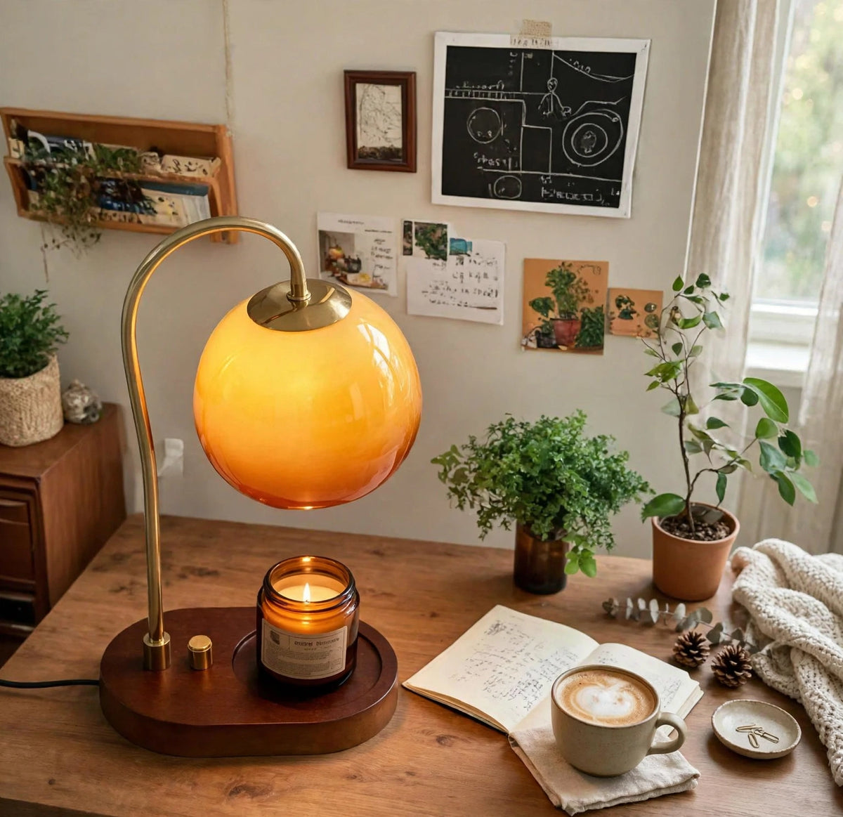 Lampka z Podgrzewaczem Wosku – Bezpłomieniowa Regulowana Lampa Aromaterapeutyczna do Domu | Lampovo