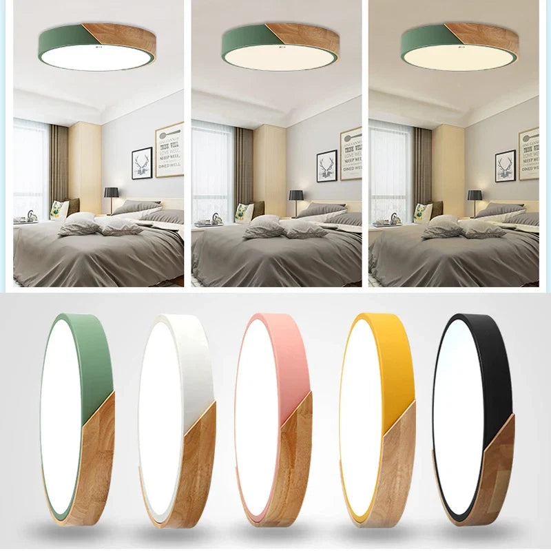 Lampa sufitowa LED | Nowoczesny skandynawski design z drewna do ciepłego, minimalistycznego wnętrza
