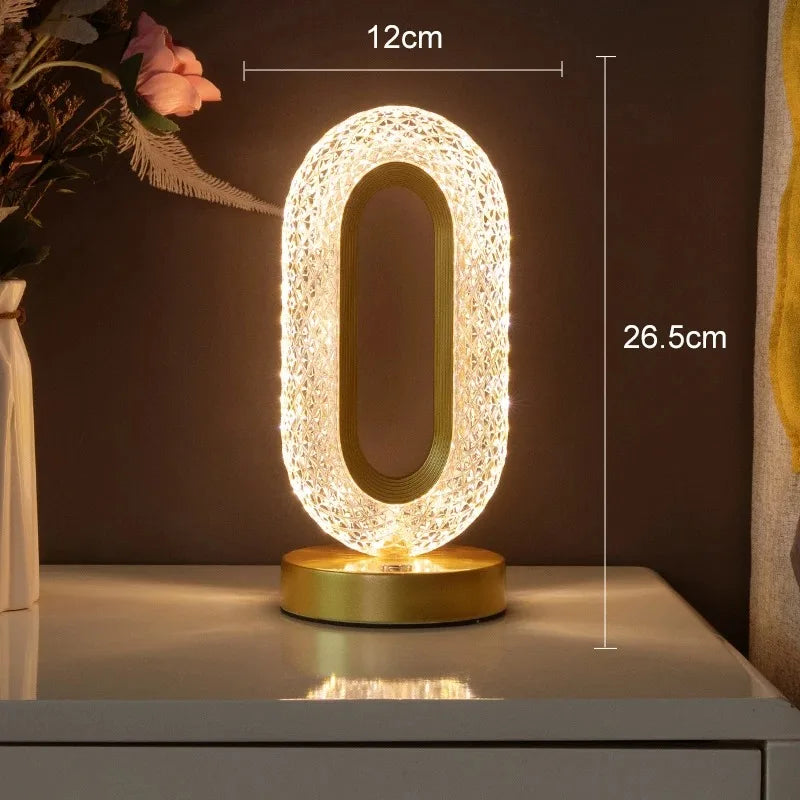 Stellora 3D LED lampka nocna z kryształem - ładowalna, dotykowa z regulacją jasności dla przytulnej atmosfery