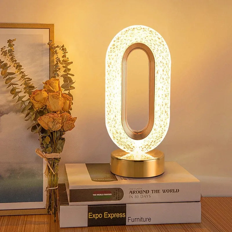 Stellora 3D LED lampka nocna z kryształem - ładowalna, dotykowa z regulacją jasności dla przytulnej atmosfery