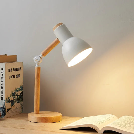 Nordyjska drewniana lampka biurkowa - regulowana nowoczesna lampa stołowa do domu i biura