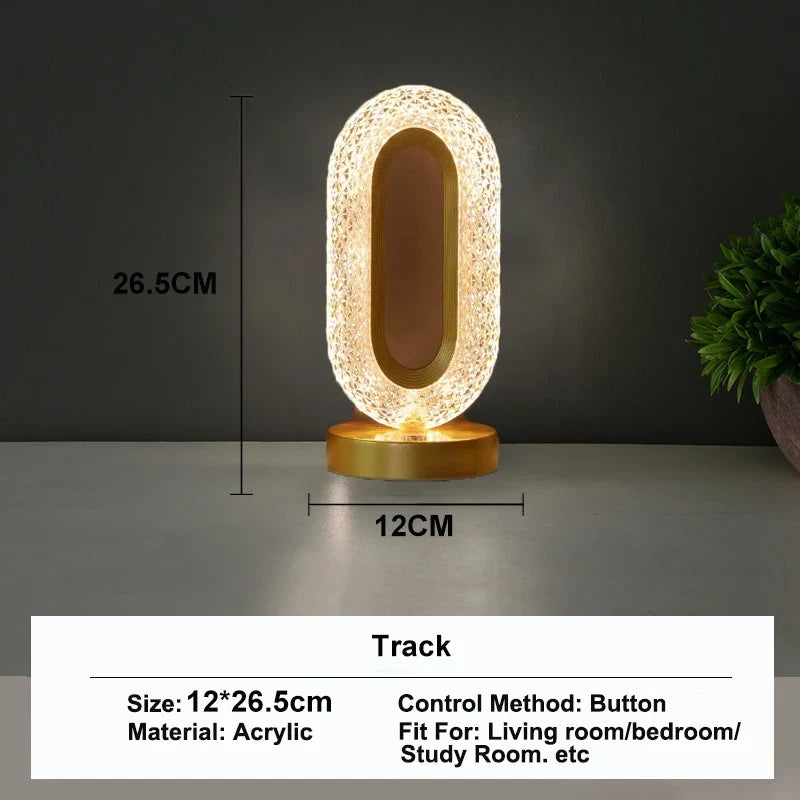 Stellora 3D LED lampka nocna z kryształem - ładowalna, dotykowa z regulacją jasności dla przytulnej atmosfery