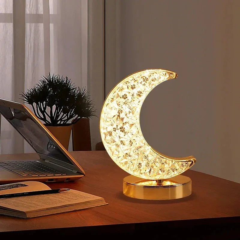 Stellora 3D LED lampka nocna z kryształem - ładowalna, dotykowa z regulacją jasności dla przytulnej atmosfery