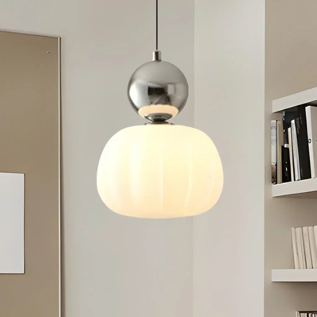 Skandynawska lampa wisząca w kształcie dyni — elegancka, nowoczesna oprawa LED sufitowa