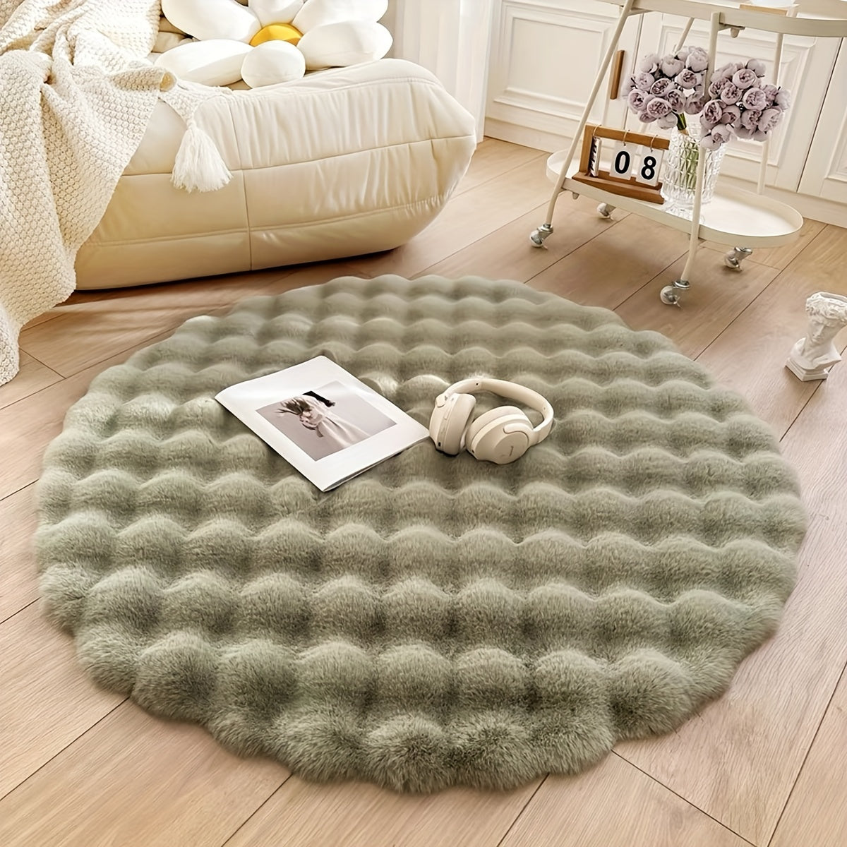 Cloud Comfort Okrągły dywan z bąbelkami – pluszowy, ultra miękki, puszysty