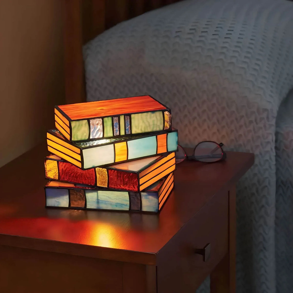 Lampa Książkowa z Witrażu – Ręcznie Wykonana Lampa Artystyczna do Czytania, Unikalny Design | Lampovo