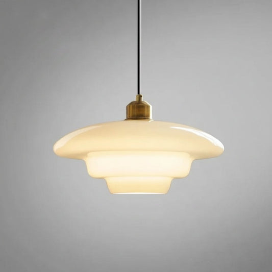 Lampa wisząca ze szkła białego — Smukła, nowoczesna elegancja w stylu Mid-Century Modern