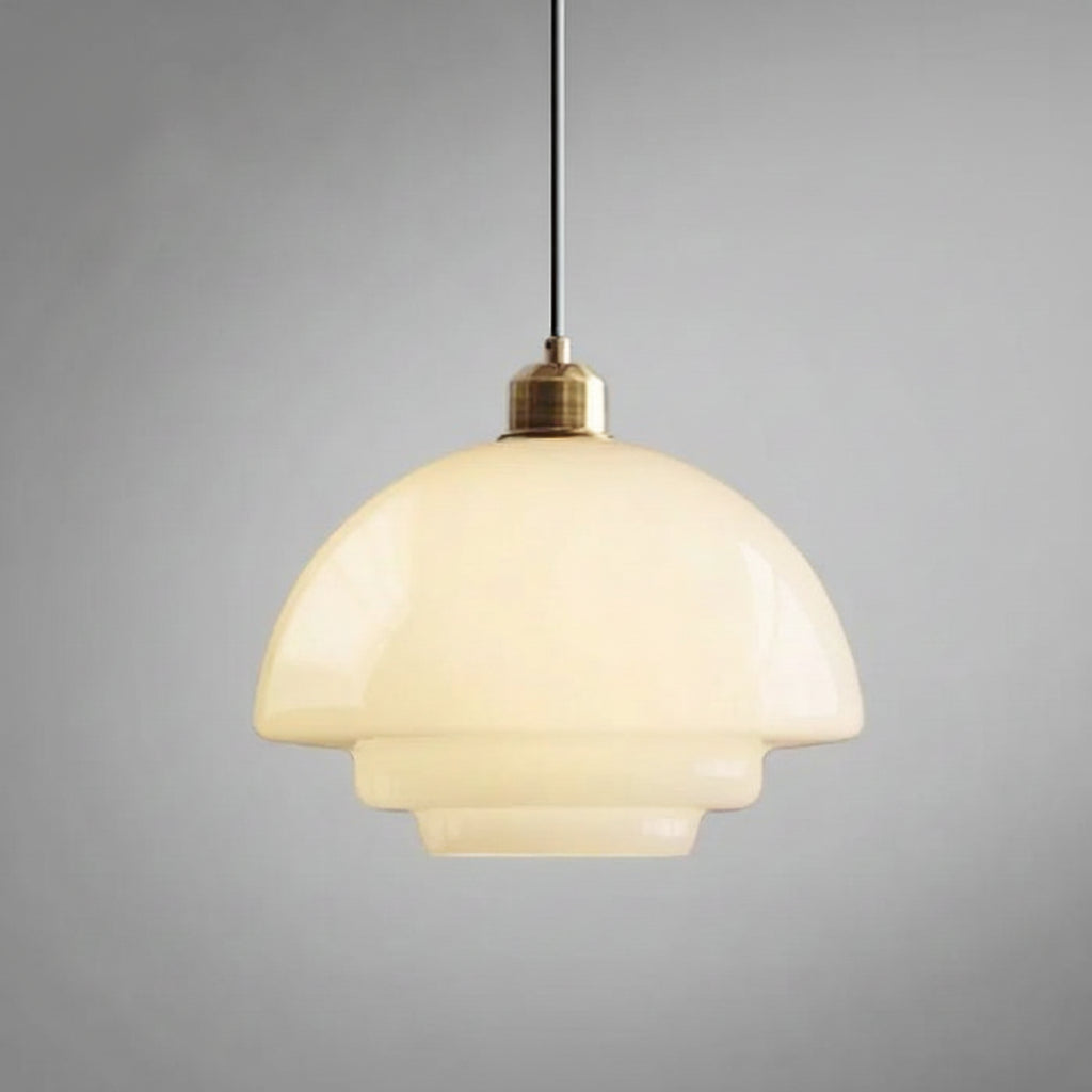 Lampa wisząca ze szkła białego — Smukła, nowoczesna elegancja w stylu Mid-Century Modern