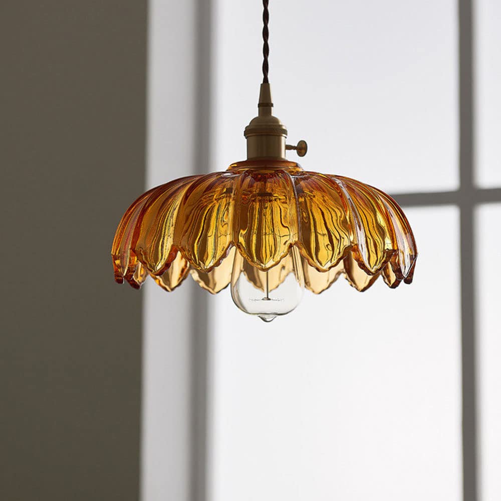 Lampa wisząca vintage z kwiatowym motywem i kolorowym szkłem – eleganckie światło wiszące